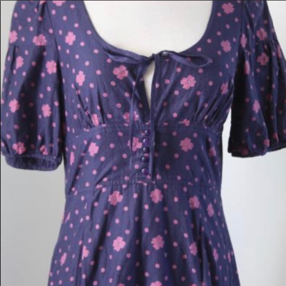 ANTHRO Maeve Polka Dot Floral Peasant Dress Sz 12